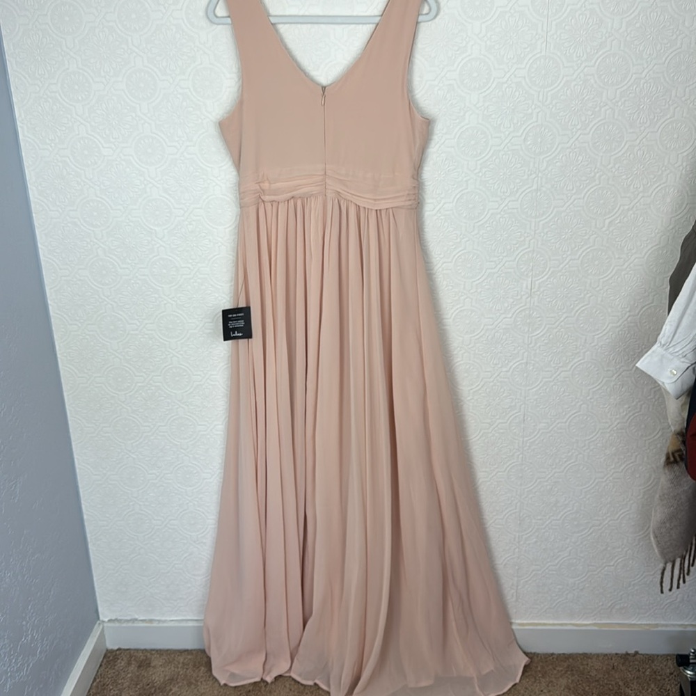 Lulus Thoughts of Hue Blush‎ Surplice Maxi Dress Wrap Slit Pink Sleeveless Large - Picture 9 of 9